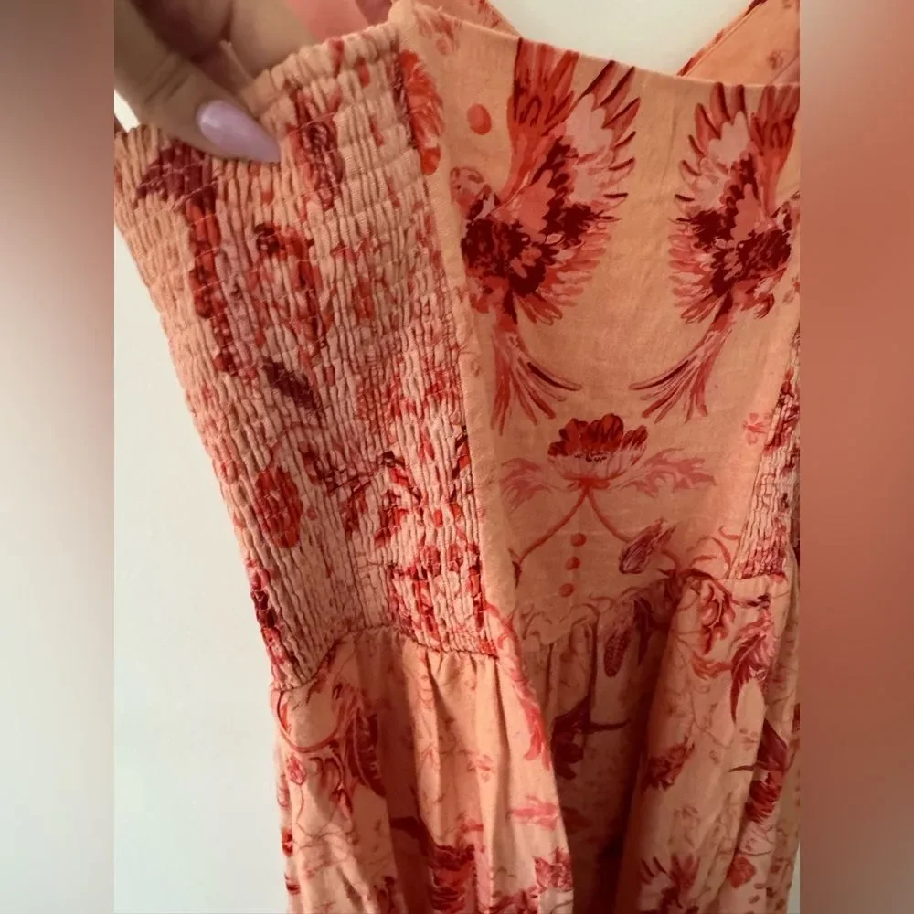 House of Harlow Linen Blend Tropical Floral Midi Dress Large